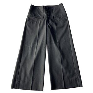 Billy Blues Women's Sz 2 Black Wide Leg High Button Waist Cropped Dress Pants
